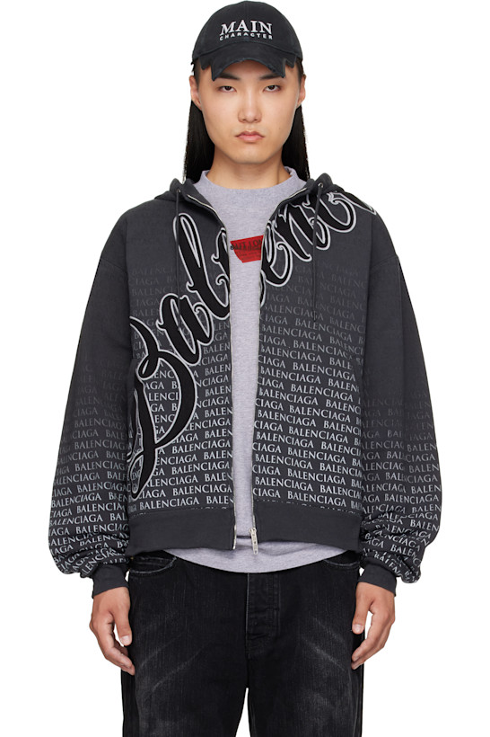 Black Oversized Zip-Up Hoodie