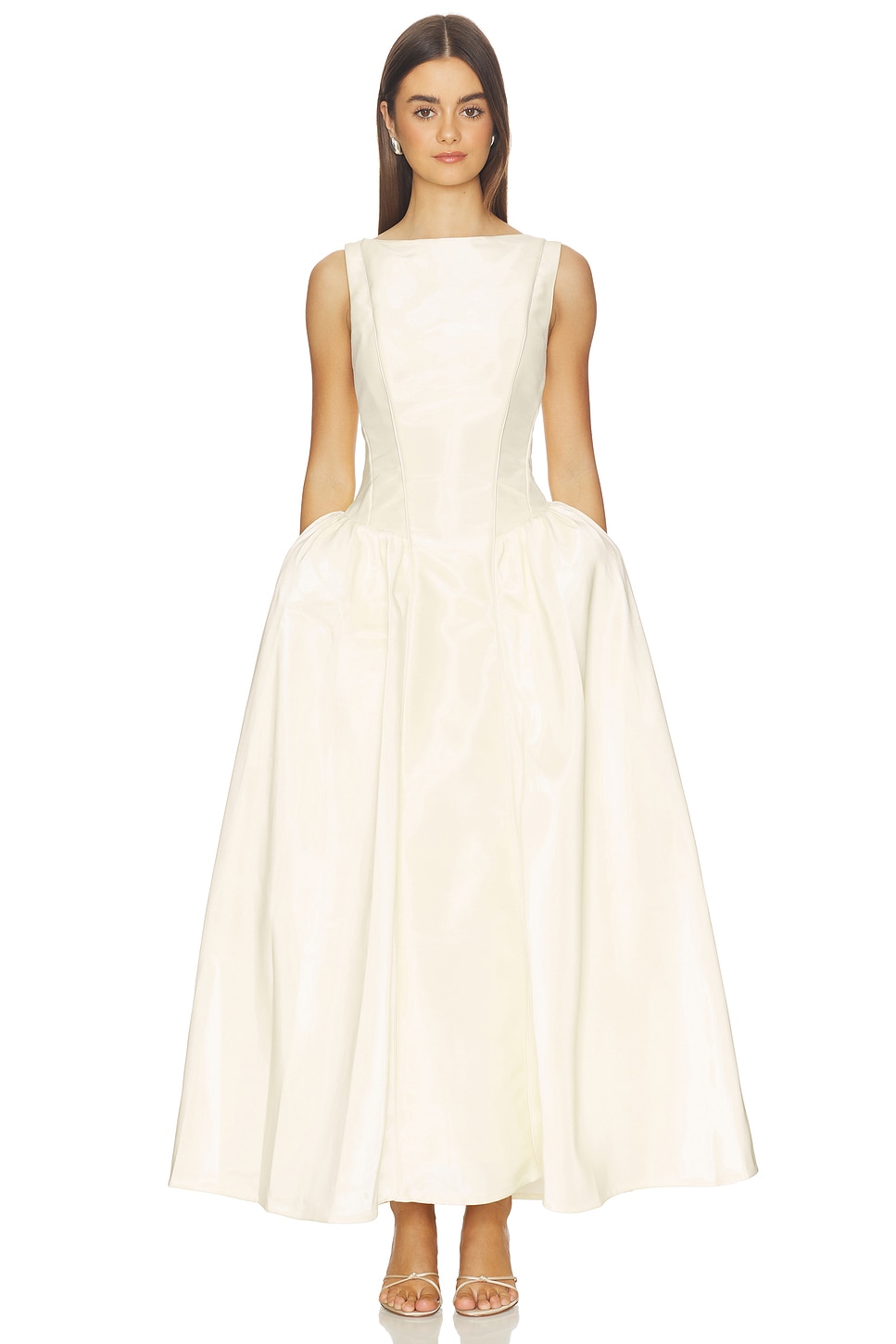 Kate Barton Clarissa Liquid Midi Dress in Butter Yellow