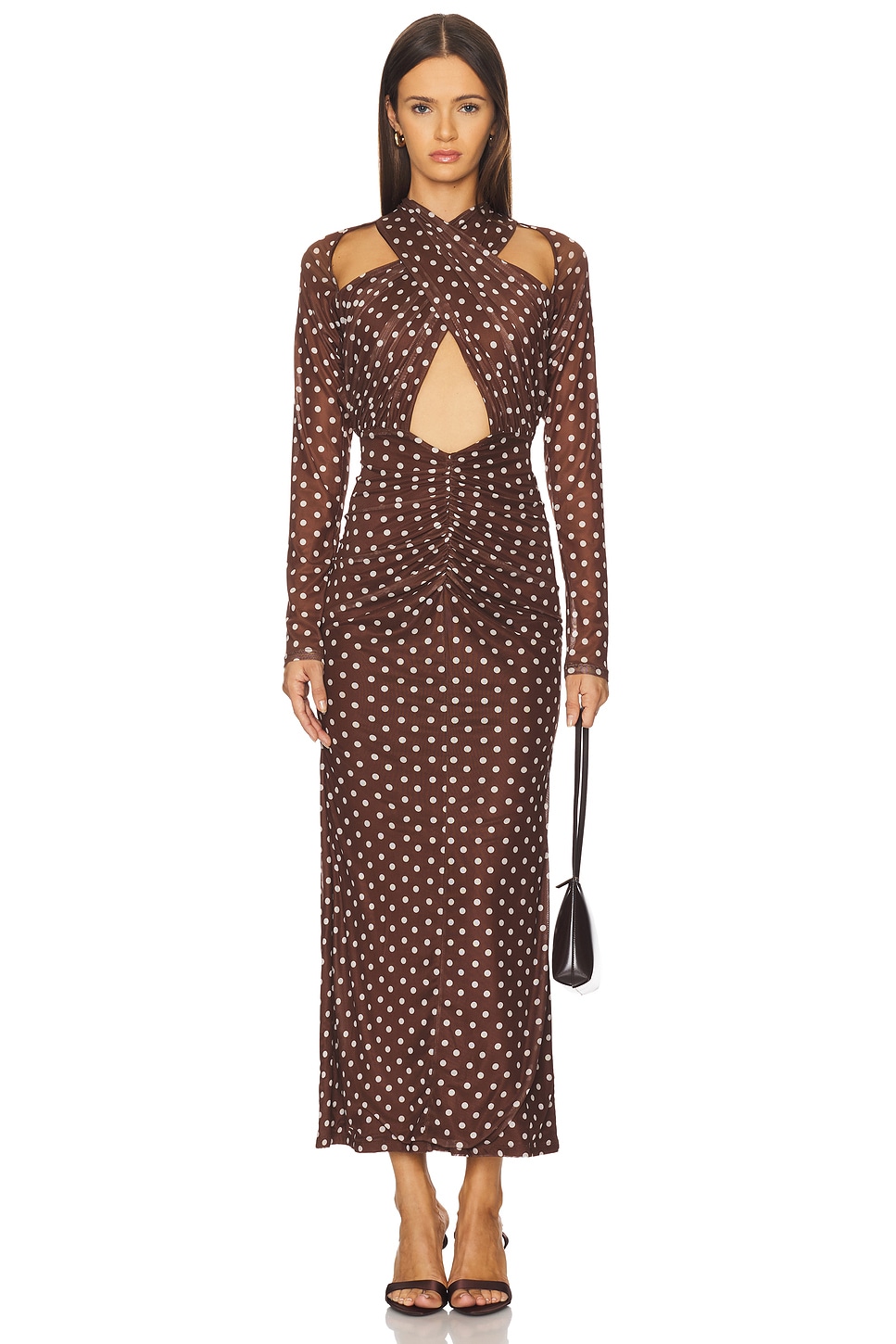 Capittana Rosalie Dress in Brown Polka Dots