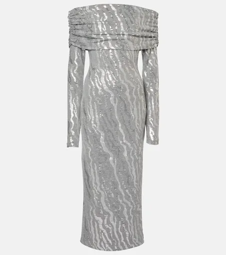 Sequined jersey midi dress