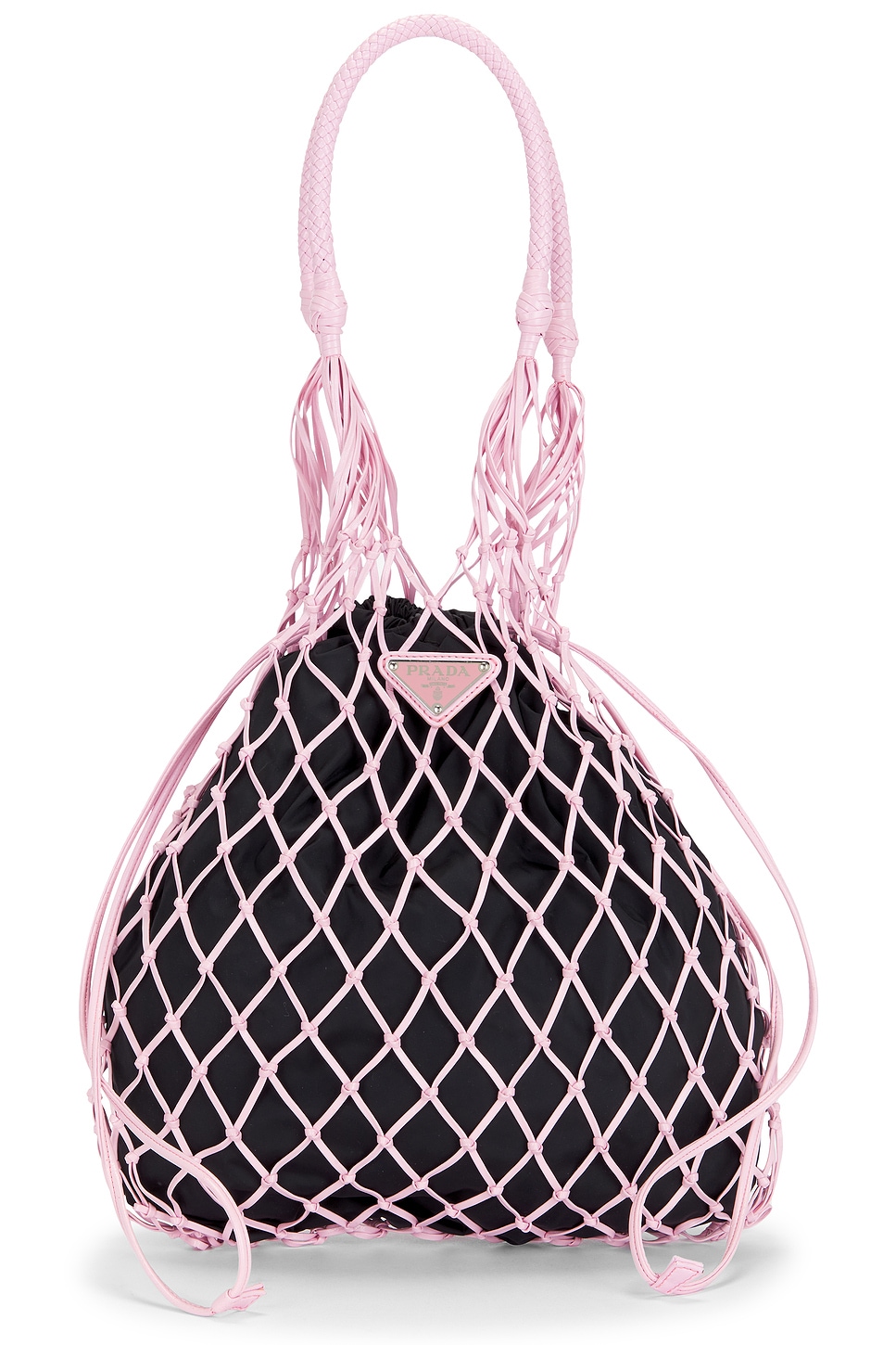 FWRD Renew Prada Tessuto Net Tote Bag in Black