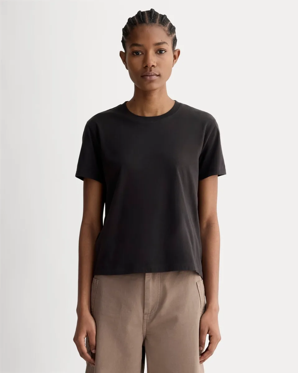 The Box-Cut Tee in Essential Cotton | Black | No Pocket