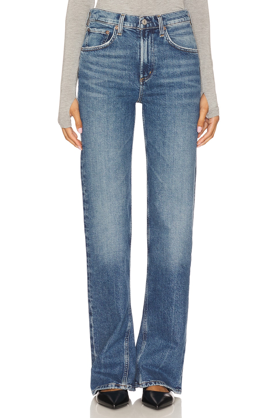 AGOLDE Mid Rise Kick Boot Jeans in Curve