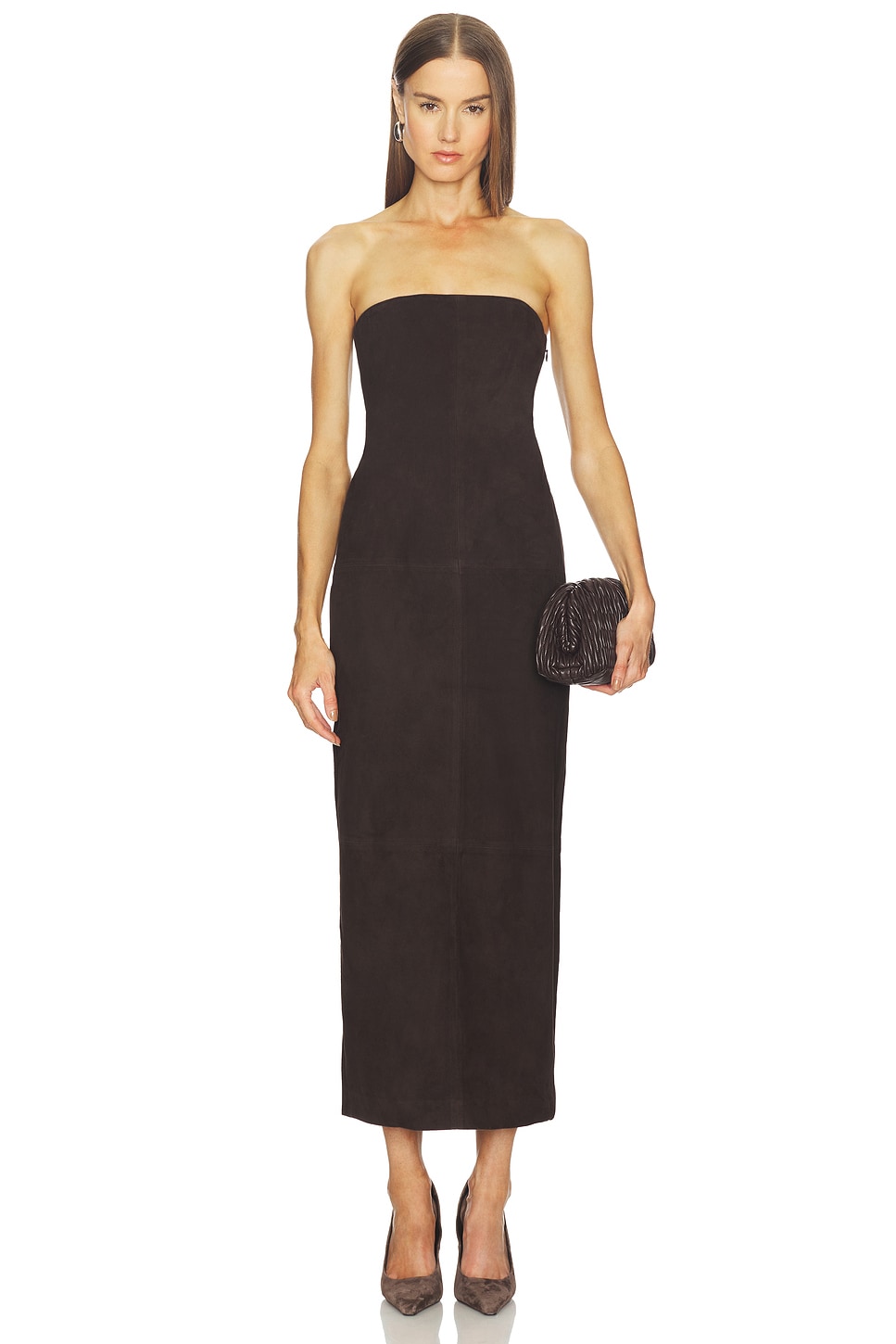 SRG Kim Suede Dress in Chocolate