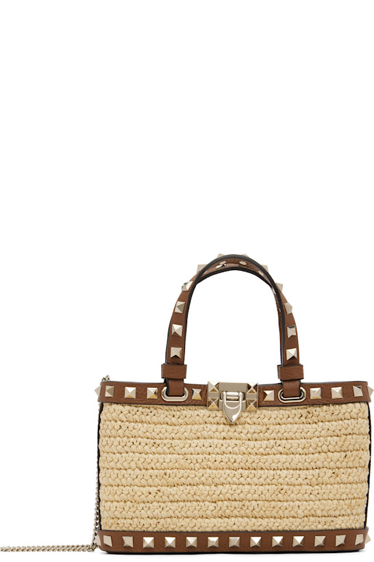 Beige Mini Rockstud Shopping Bag