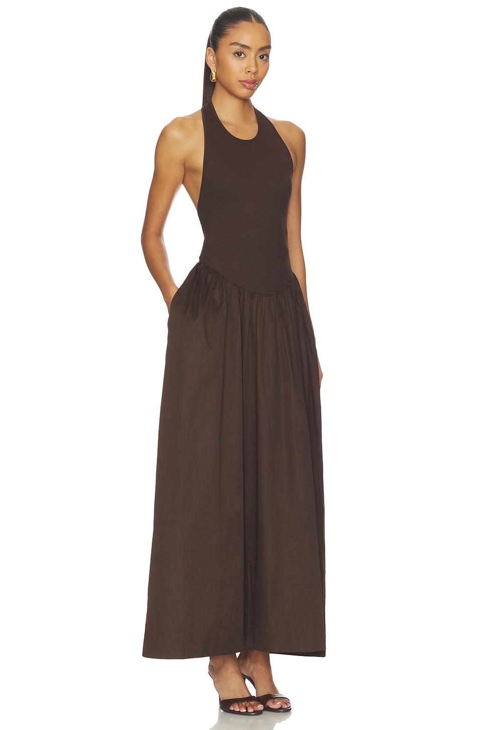 ROAME. Cody Rib Maxi Dress in Espresso