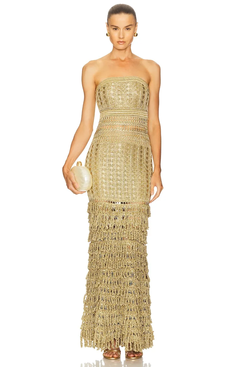 Cult Gaia Morgan Knit Dress in Gold