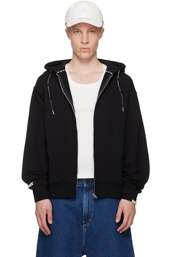 Black Moonface Zip-Up Hoodie