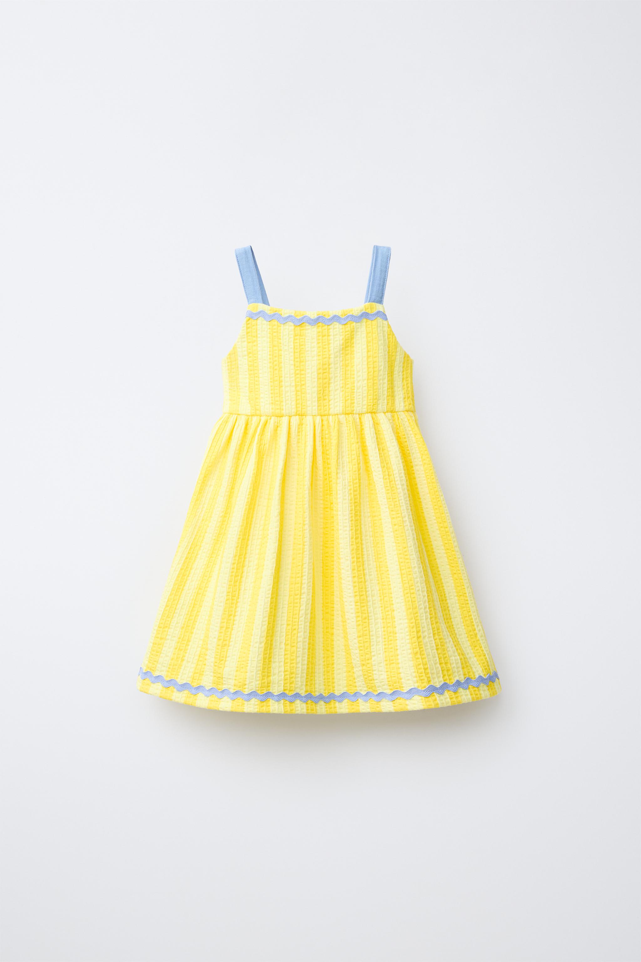 CONTRAST WAVE TRIM PRINT DRESS