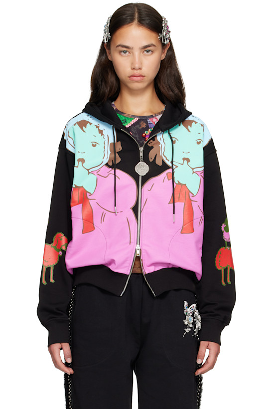 Black Double Woody Baby Zip Hoodie