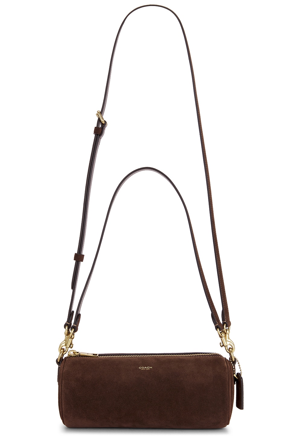Coach Suede Barrel Bag in Dark Chocolate