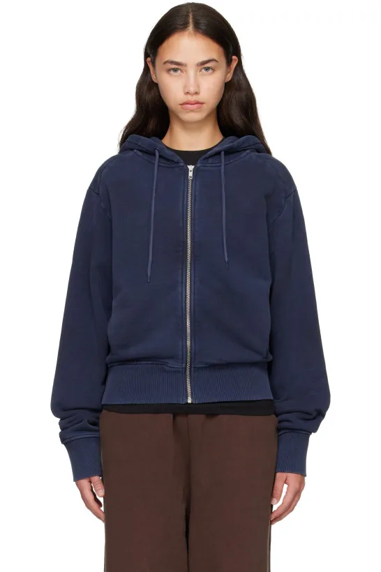 Navy Slim Zip Up Hoodie