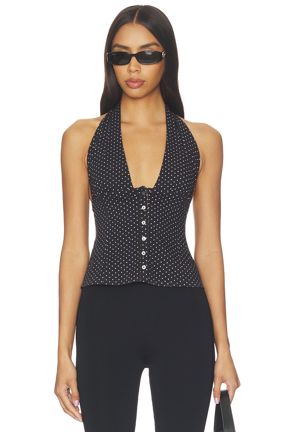 Free People RAMONA 홀터 탑 in Black Combo