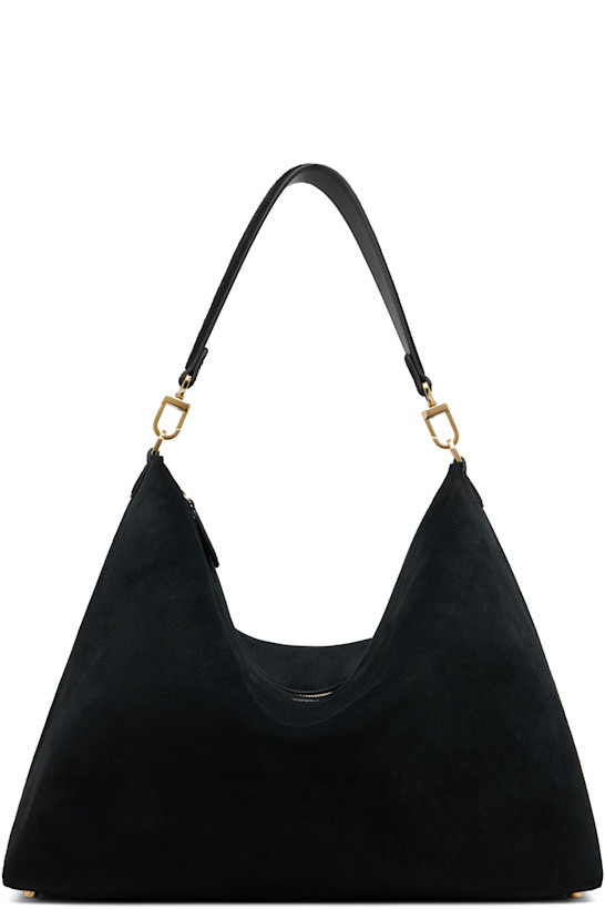 Black Medium Bevel Suede Bag