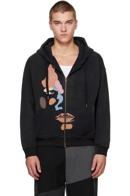 Black 'Side Eye Face' Hoodie