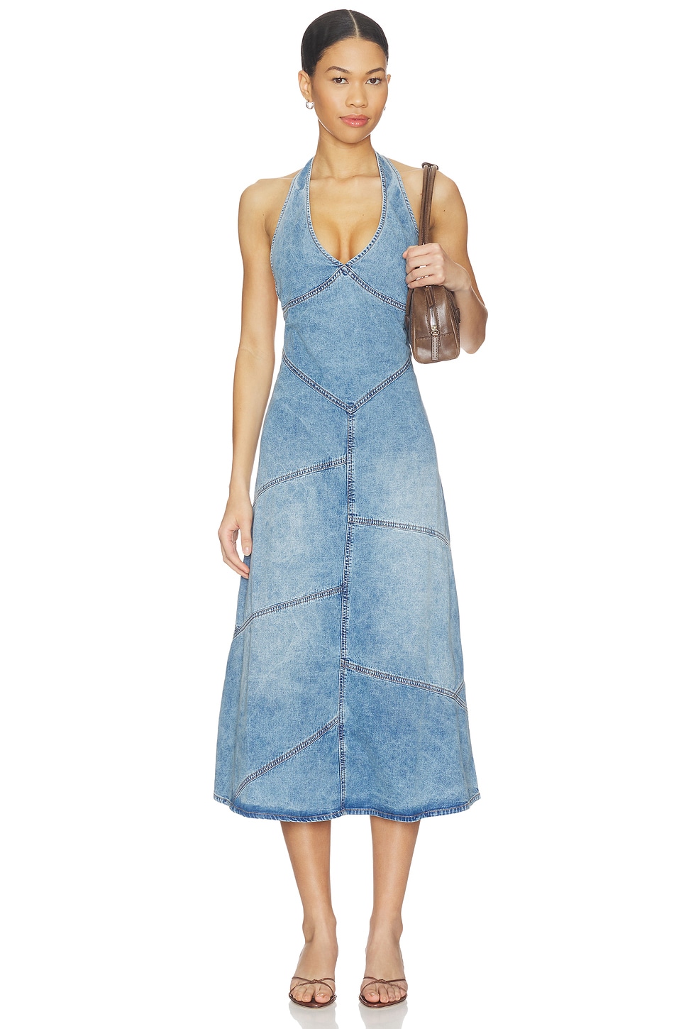 EB Denim Delphi Pieced Halter Dress in Meadow