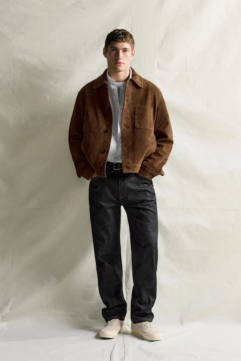 RELAXED FIT SUEDE LEATHER JACKET