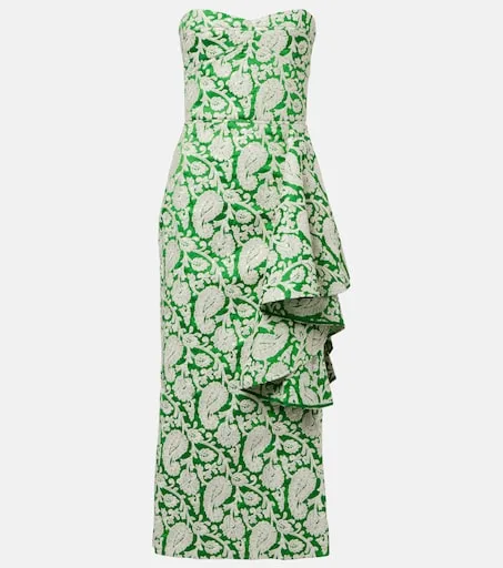 Draped paisley midi dress