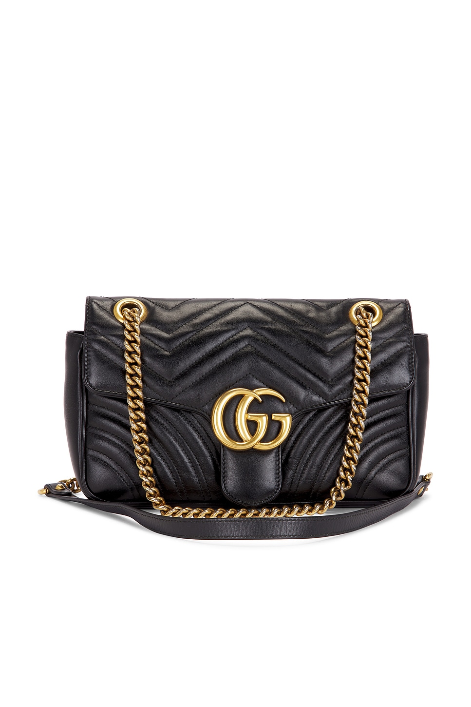 FWRD Renew Gucci GG Marmont Shoulder Bag in Black