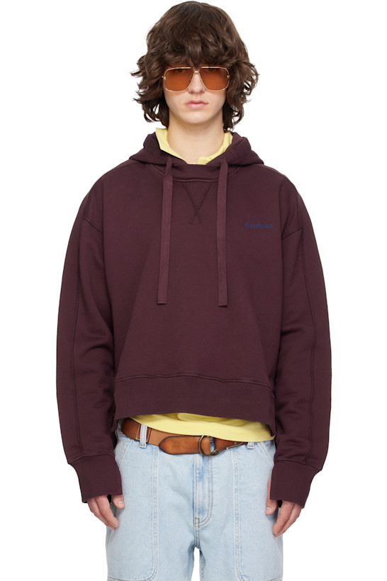 Burgundy Embroidered Logo Hoodie