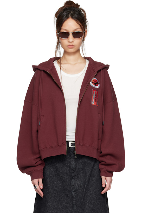 BRUCE LEE x LỰU ĐẠN Burgundy Zip Hoodie