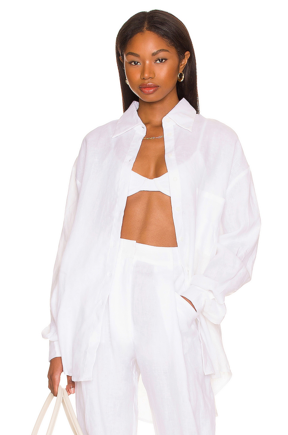 AEXAE Linen Woven Shirt in White