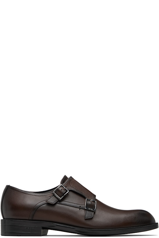 Brown Buffed Leather Monkstraps