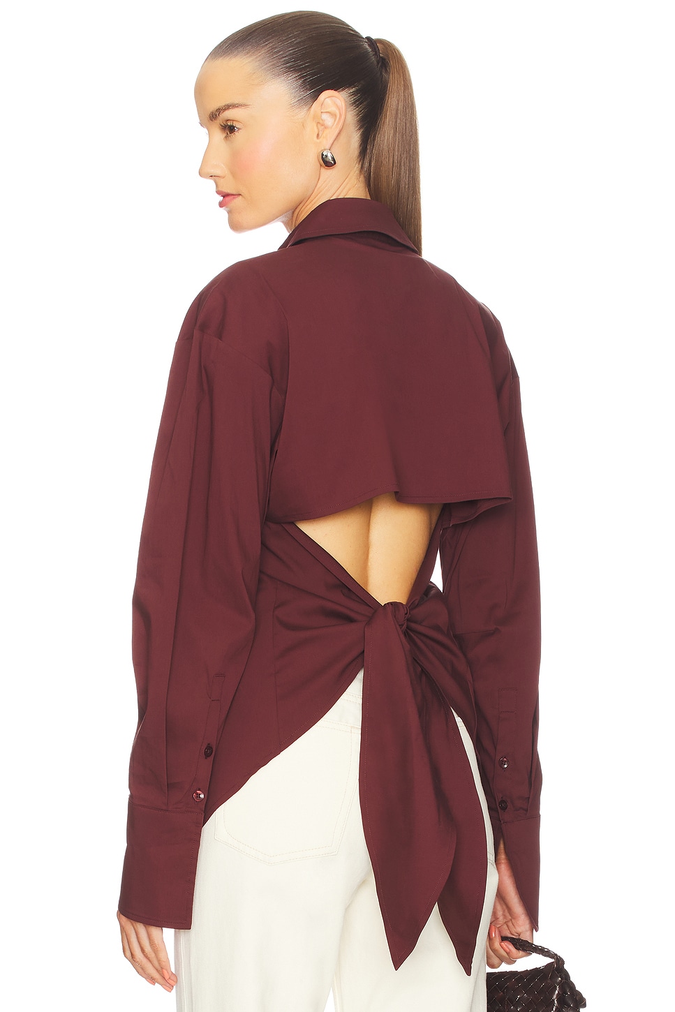 SIMONMILLER Loch Poplin Button Up Shirt in Chocolate Brown