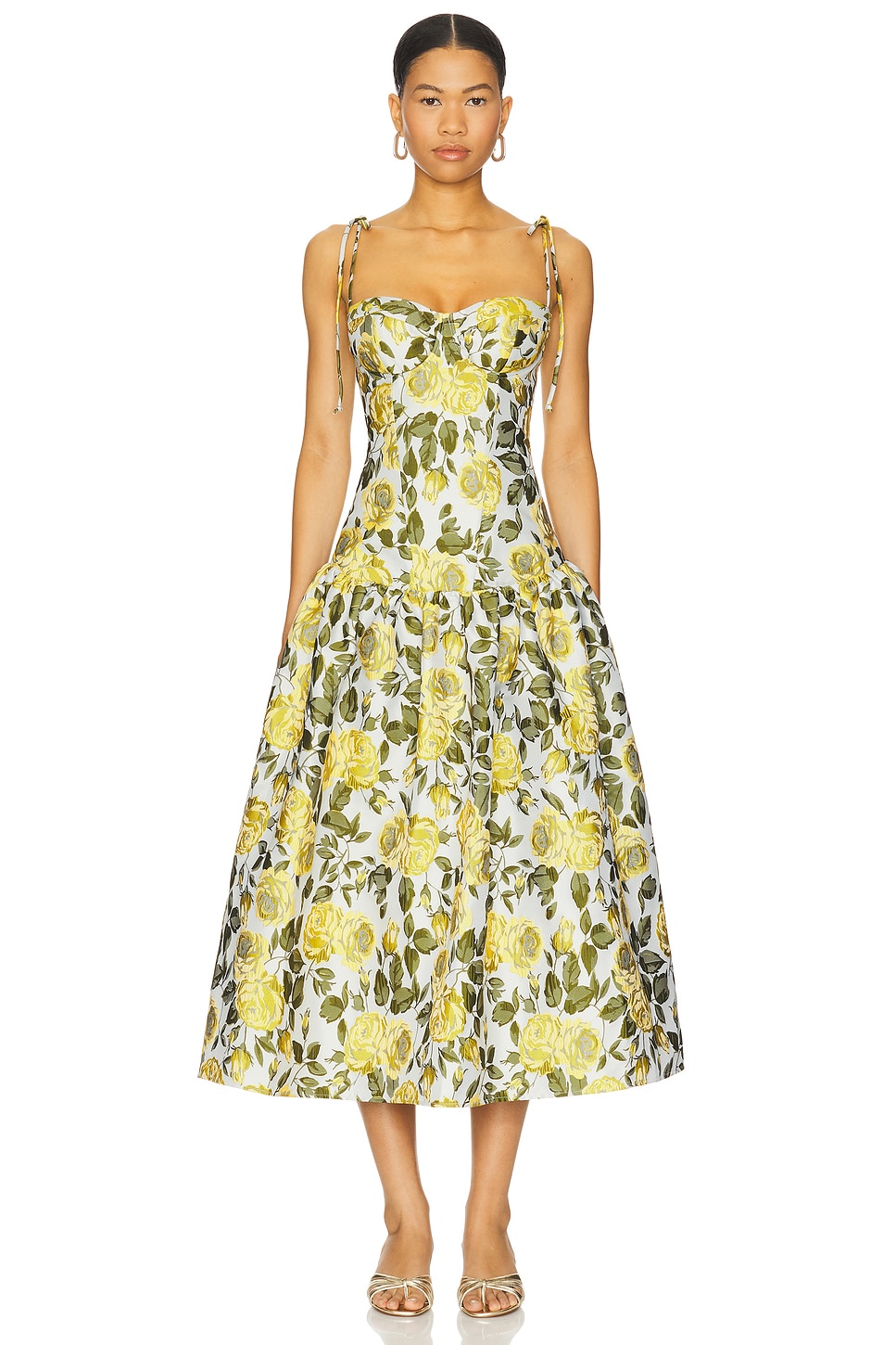 Katie May Dee Midi Dress in Yellow Rose