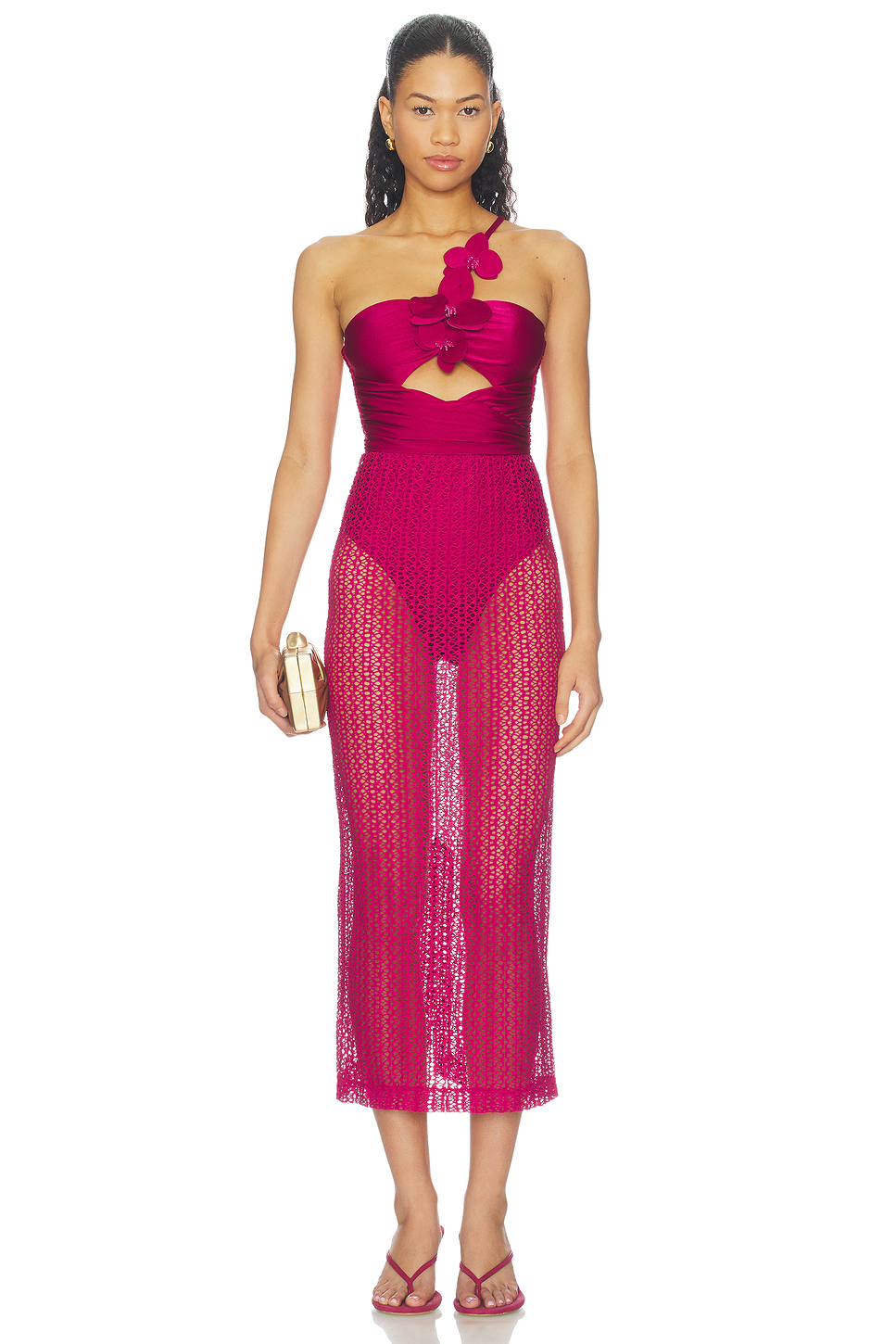 PatBO Petal Midi Dress in Magenta