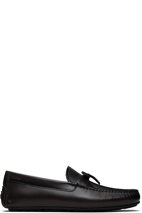 Brown Bow-Trim Driver Loafers