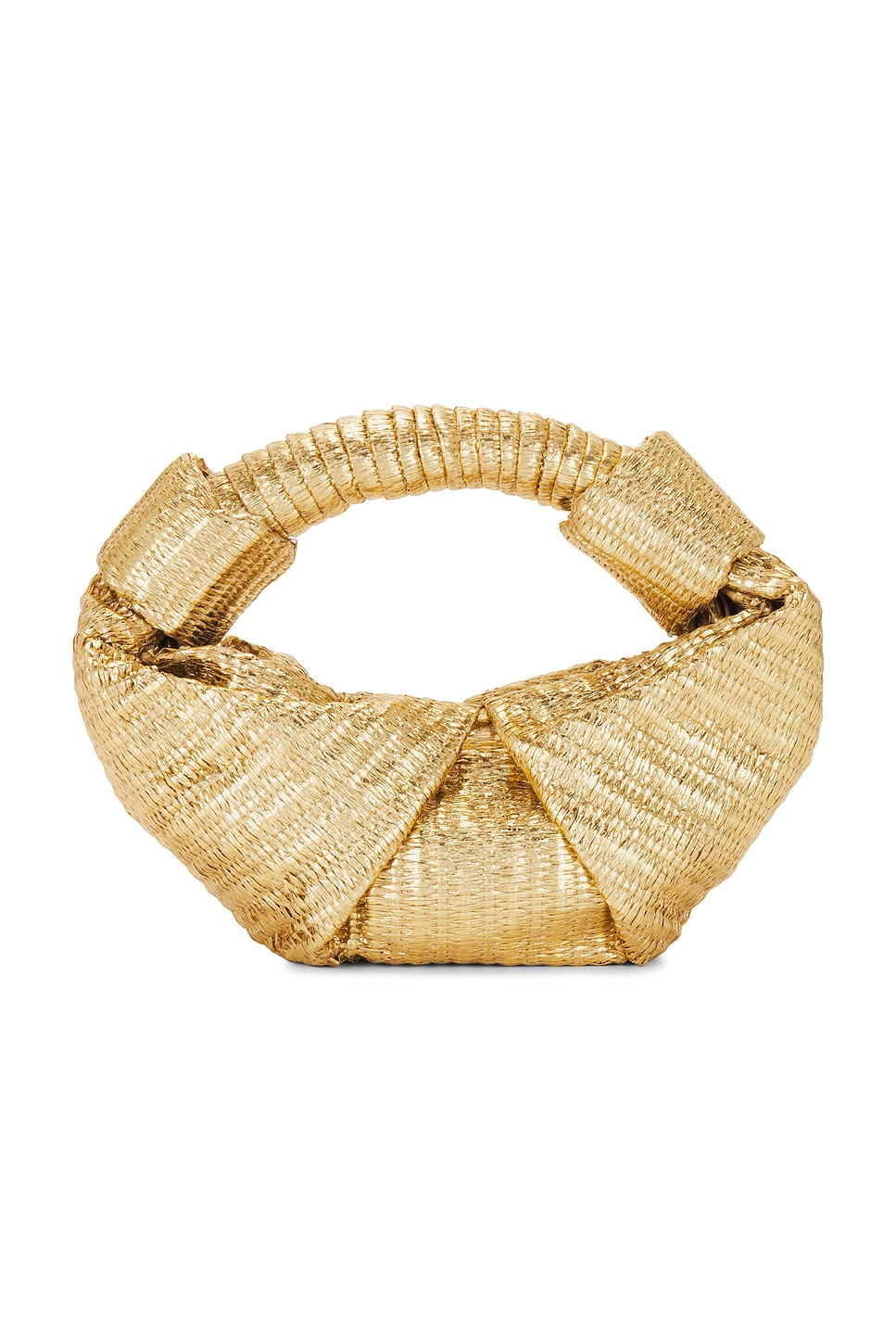 SIMONMILLER Metallic Raffia Lopsy Bag in Gold & Natural