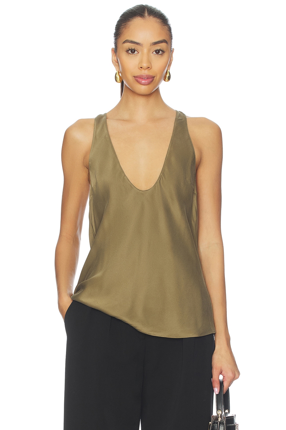 EAVES Vivian Silk Top in Capers