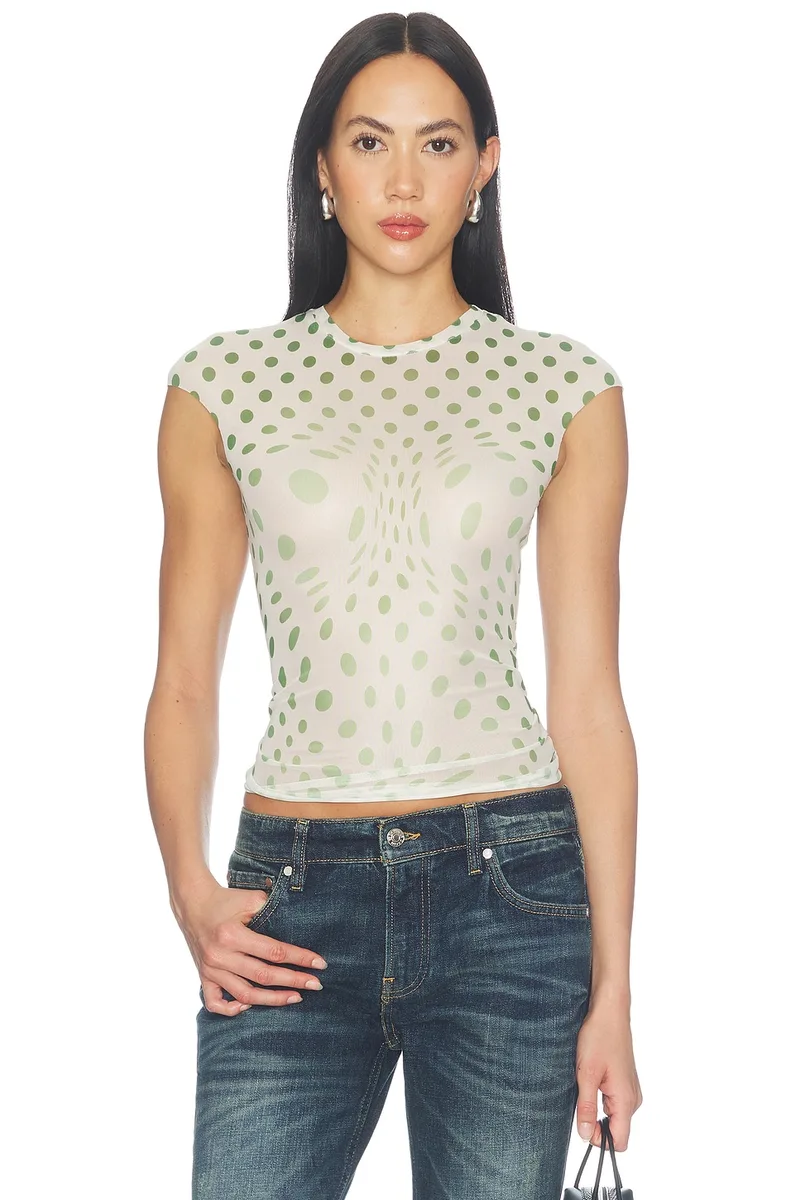 AFRM Nina Top in Olive Shaping Dot