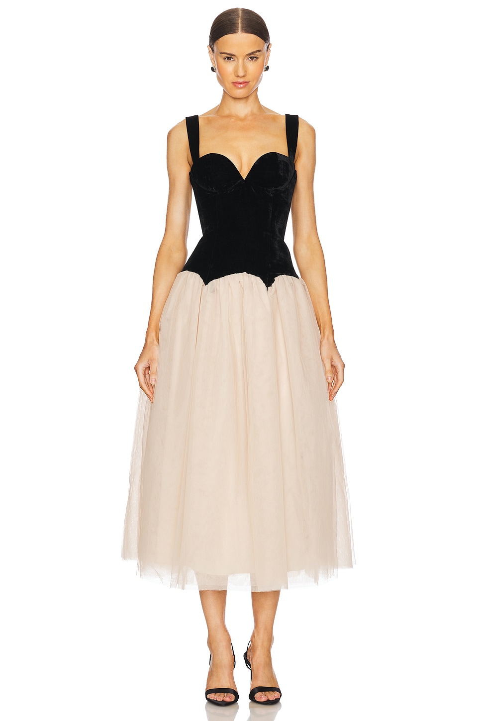 LPA Estella Midi Dress in Black & Tan