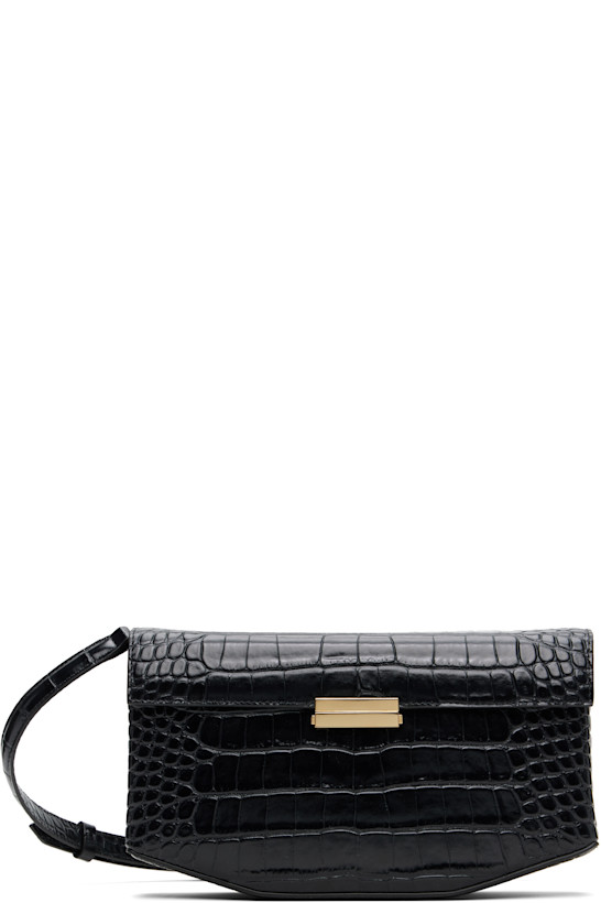 Black Clip Croco-Embossed Bag