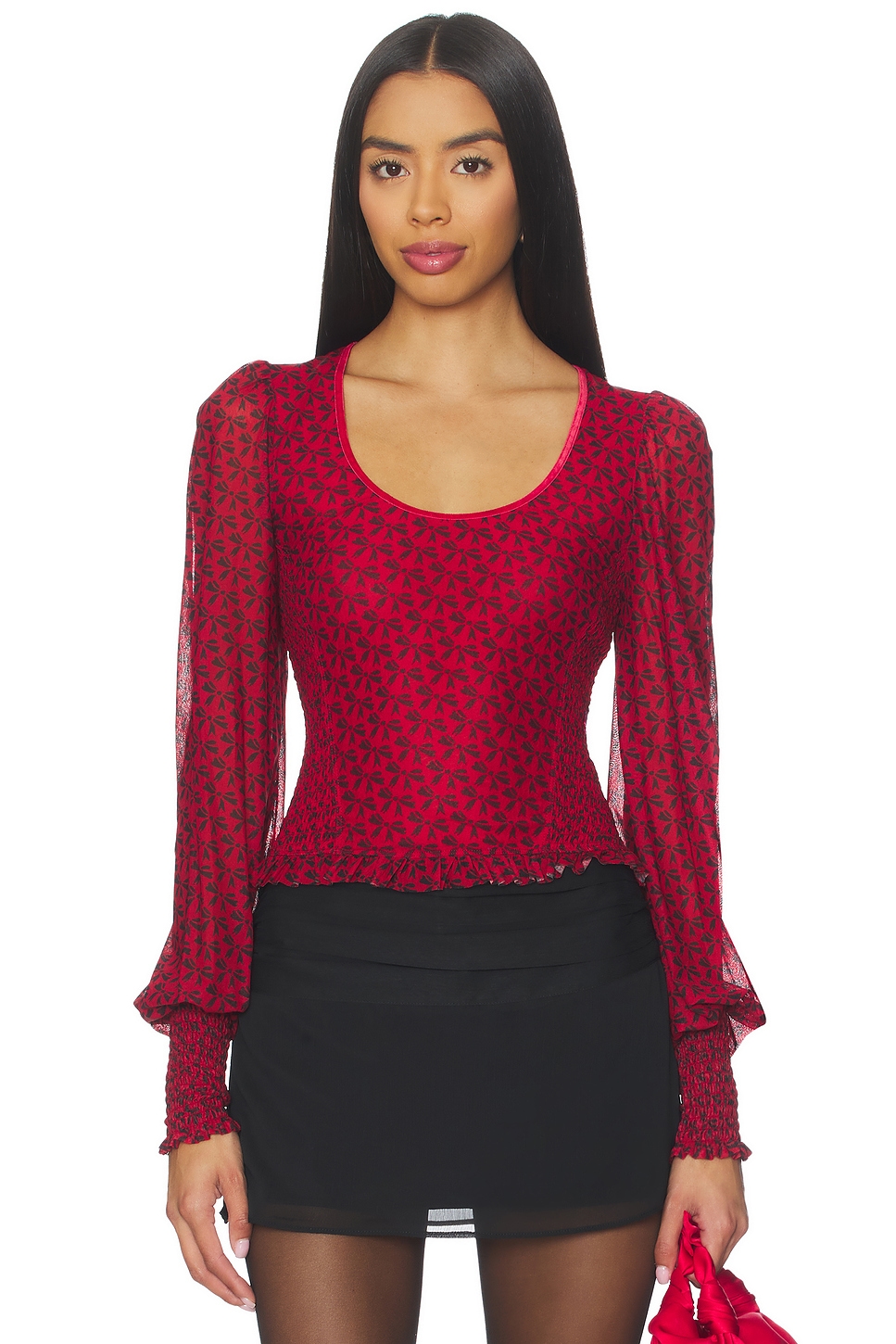 Free People Dottie Knit Top in Salsa