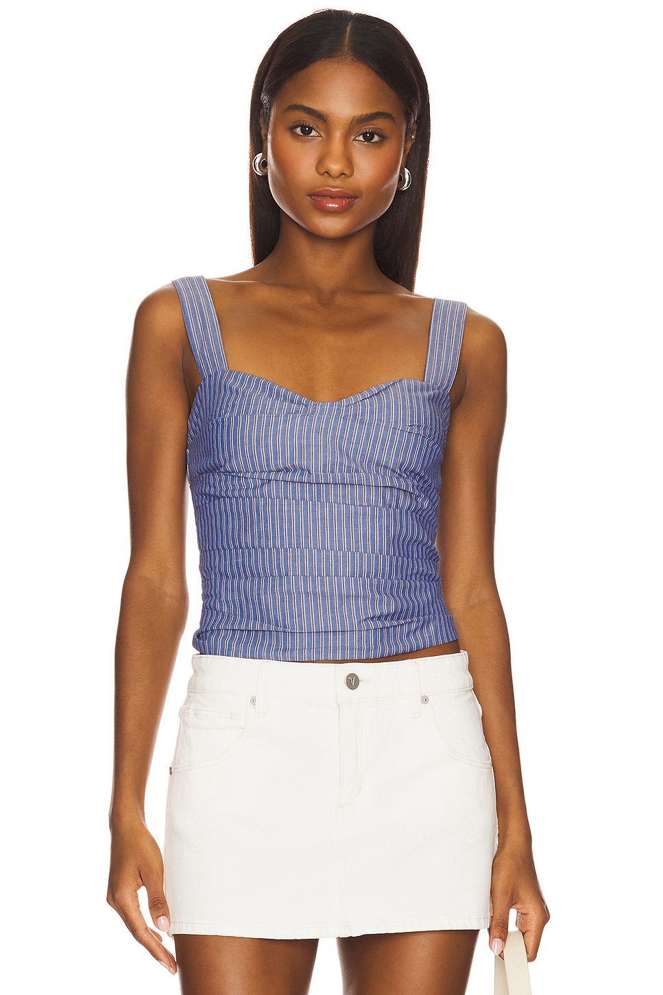 LIONESS Cobain Corset Top in Navy Stripe