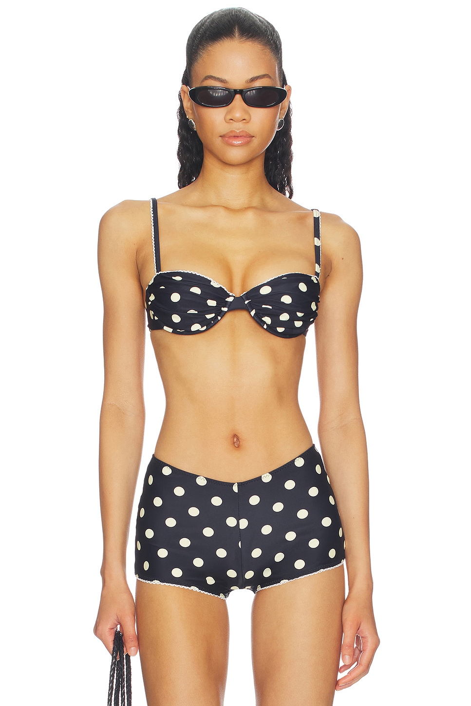 Tularosa Quincy Top in Yellow & Black Dot