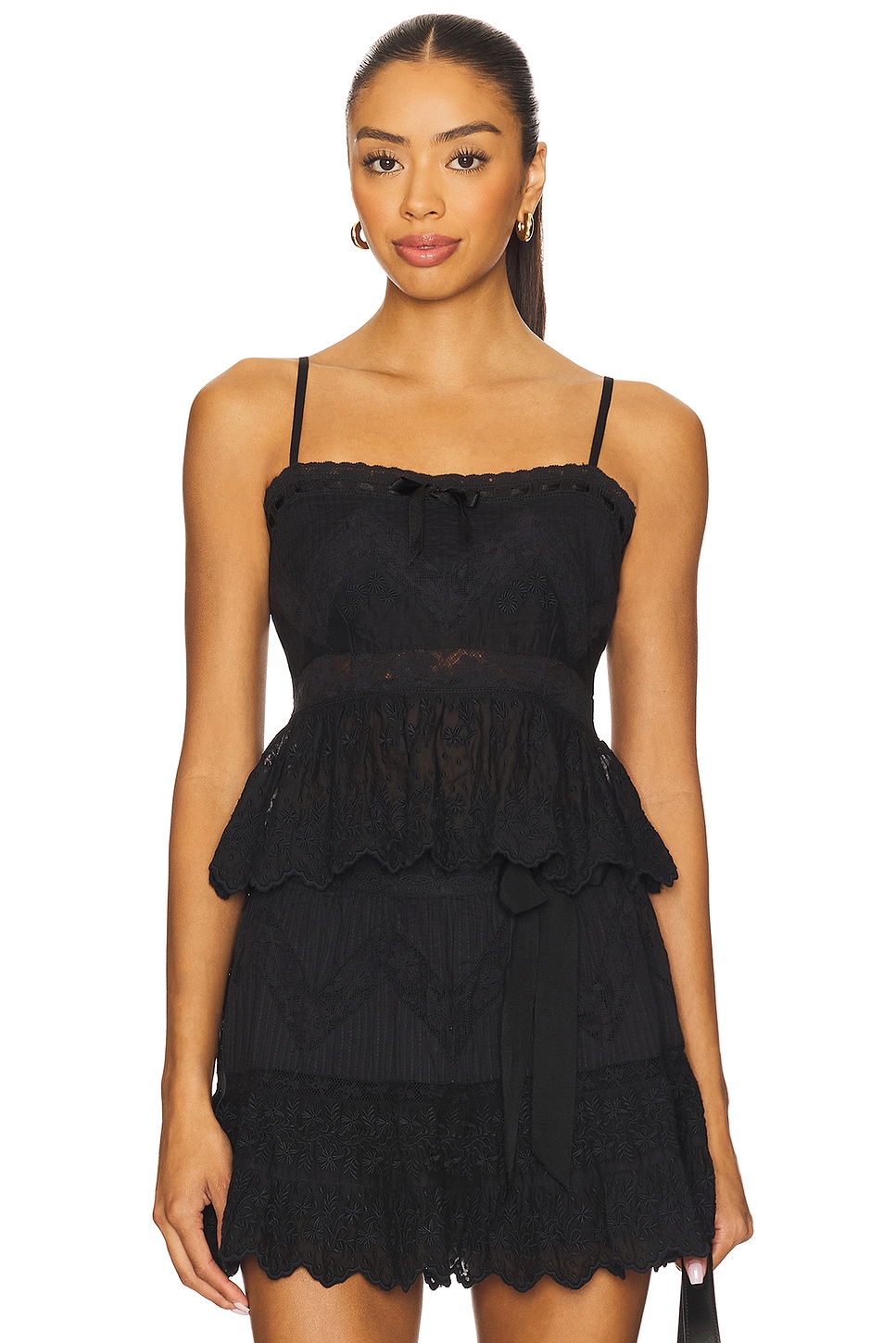 LoveShackFancy Rowina Top in Black