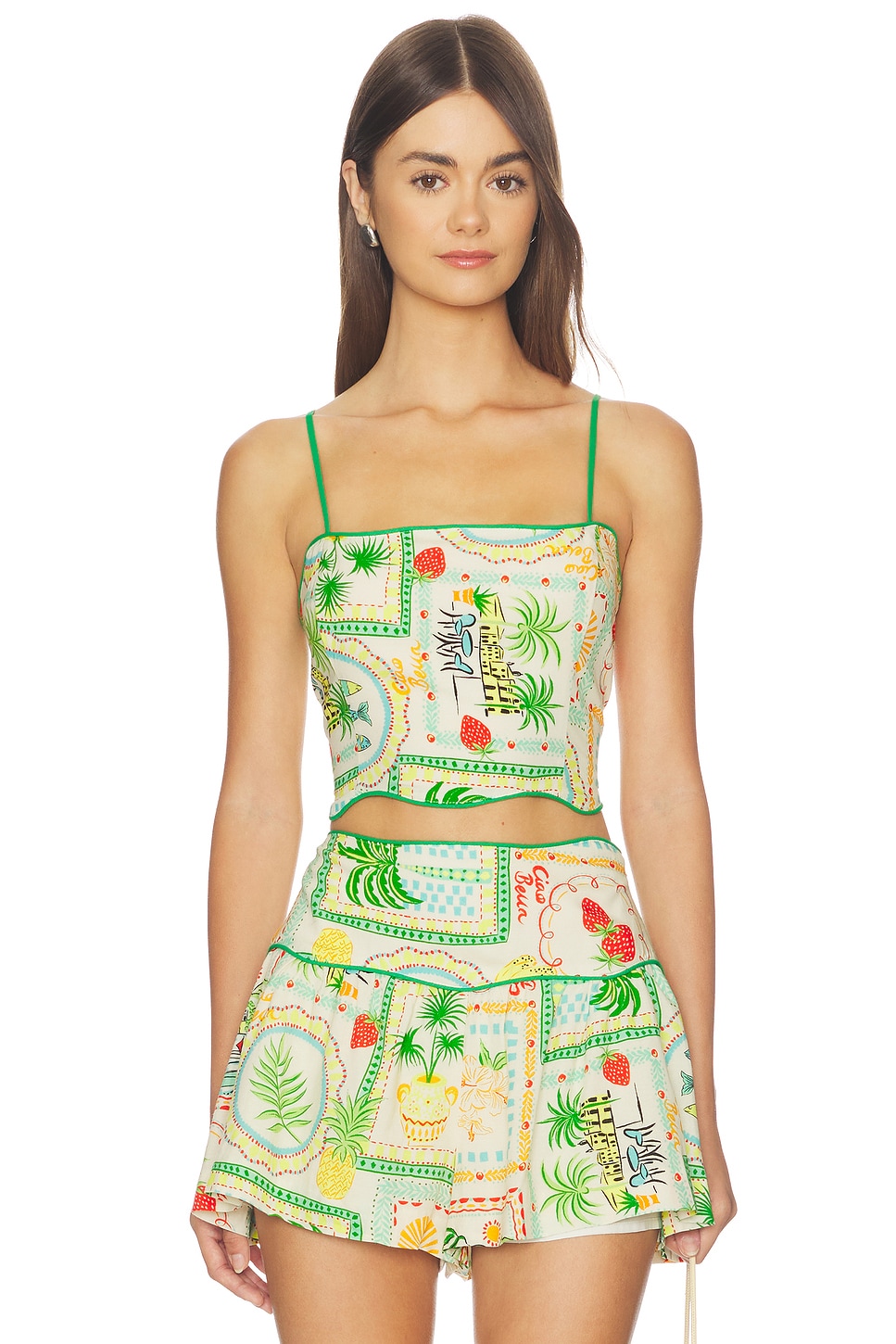 ASTR the Label Heidi Top in Green Yellow Farm