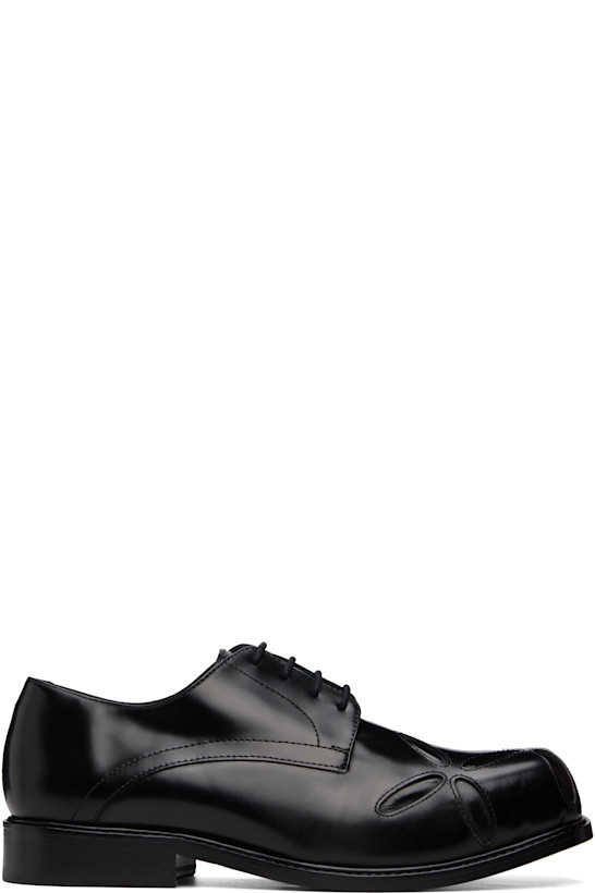 Black Slashed Square Toe Derbys