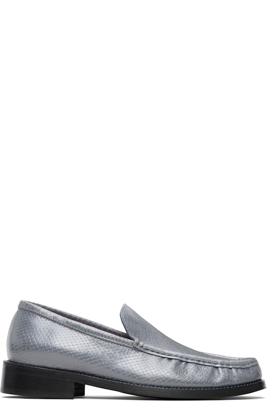 Gray Leather Loafers