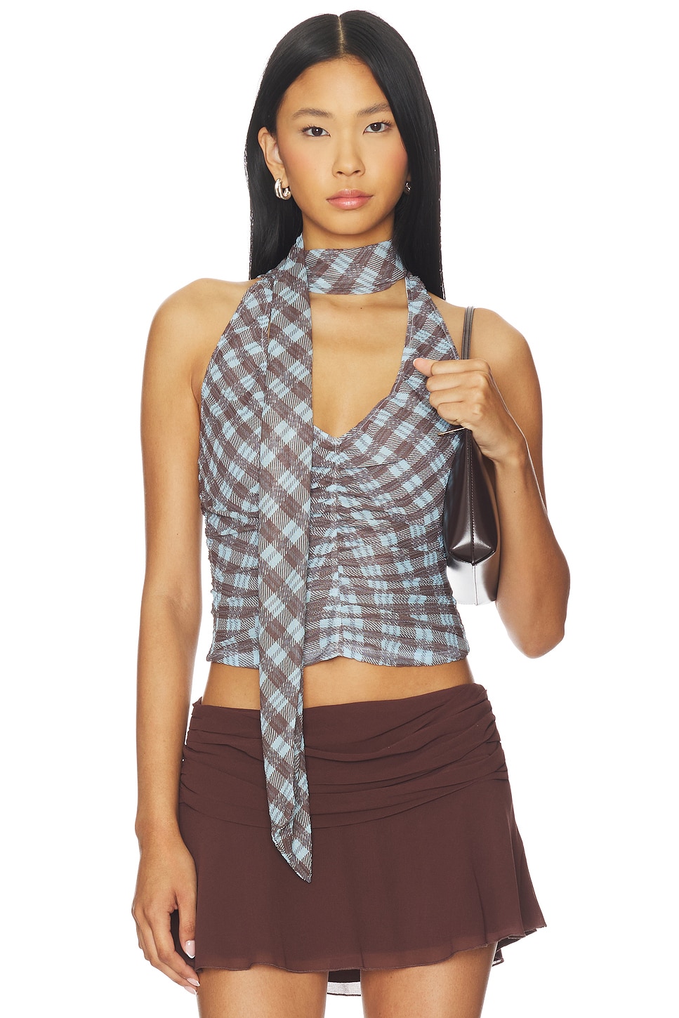 Tiger Mist Noble Top in Blue Check