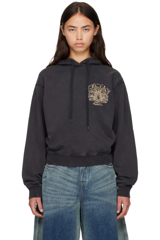 Black Prints & Rhinestone Studs Hoodie