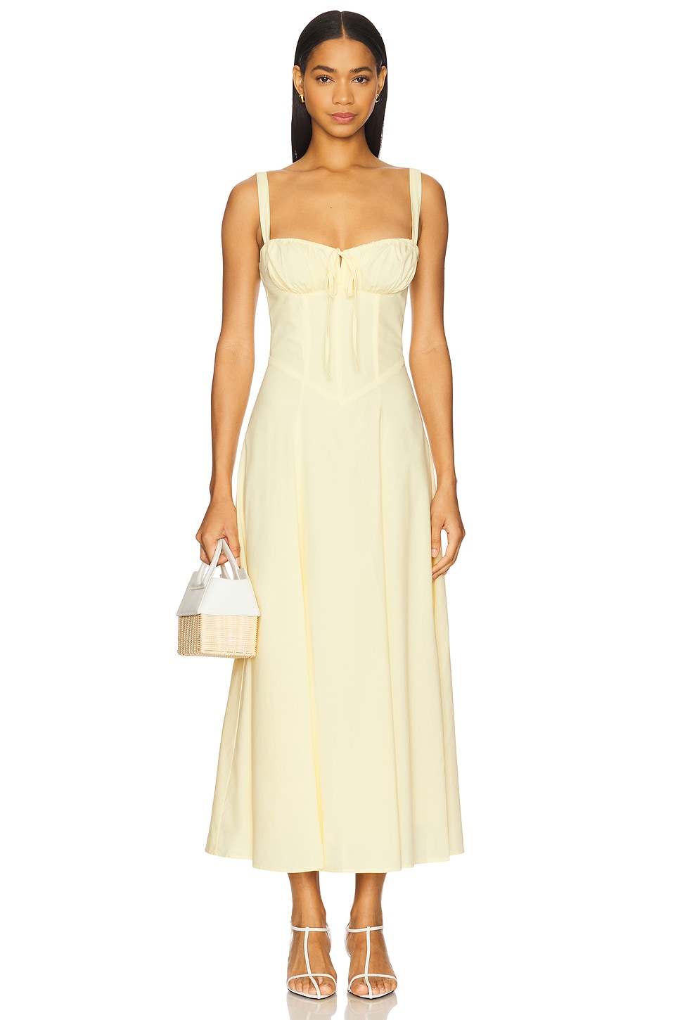 SNDYS Alessia Drop Waist Dress in Lemon
