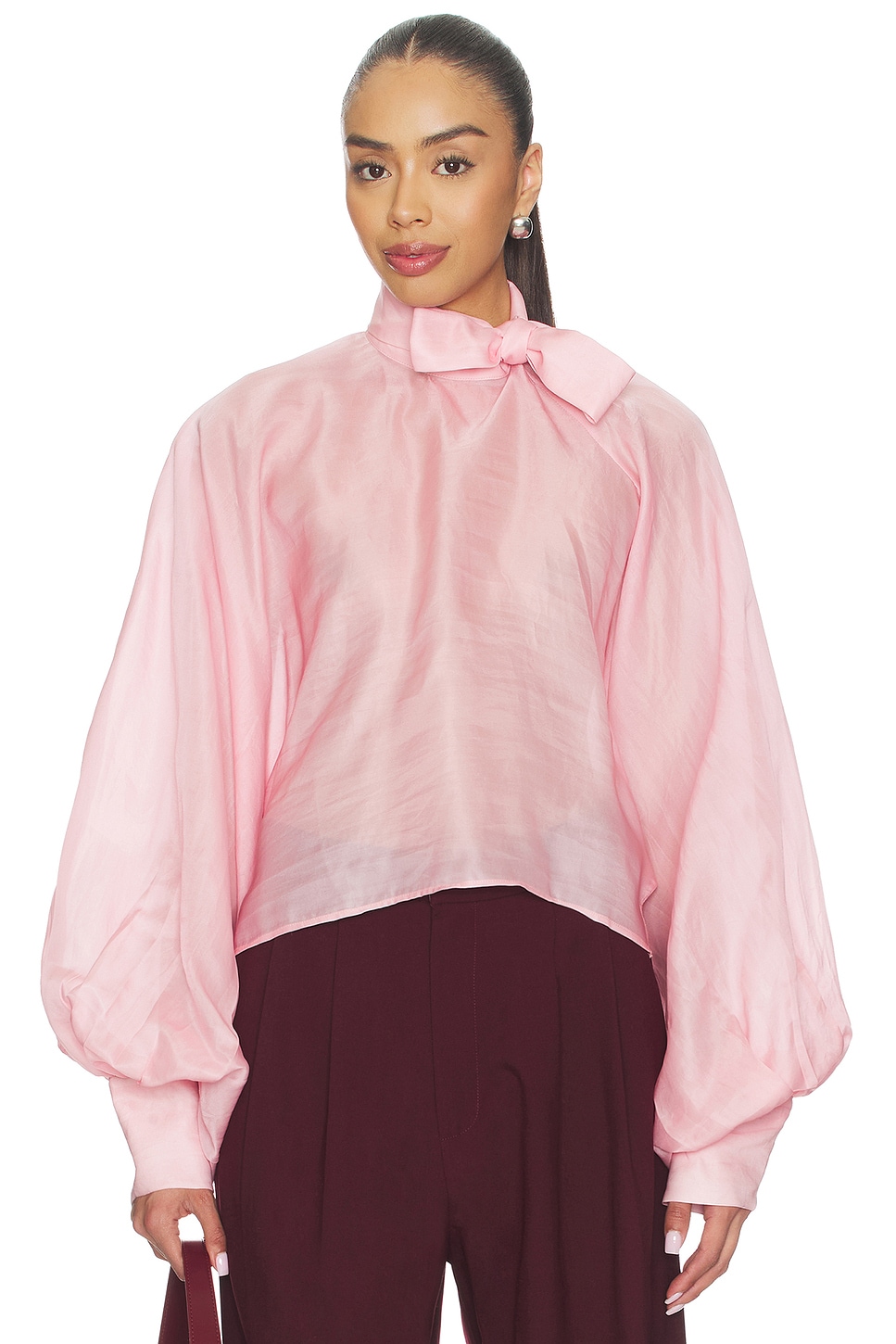LA FUORI Petal Pink Tie-up Top in Petal Pink