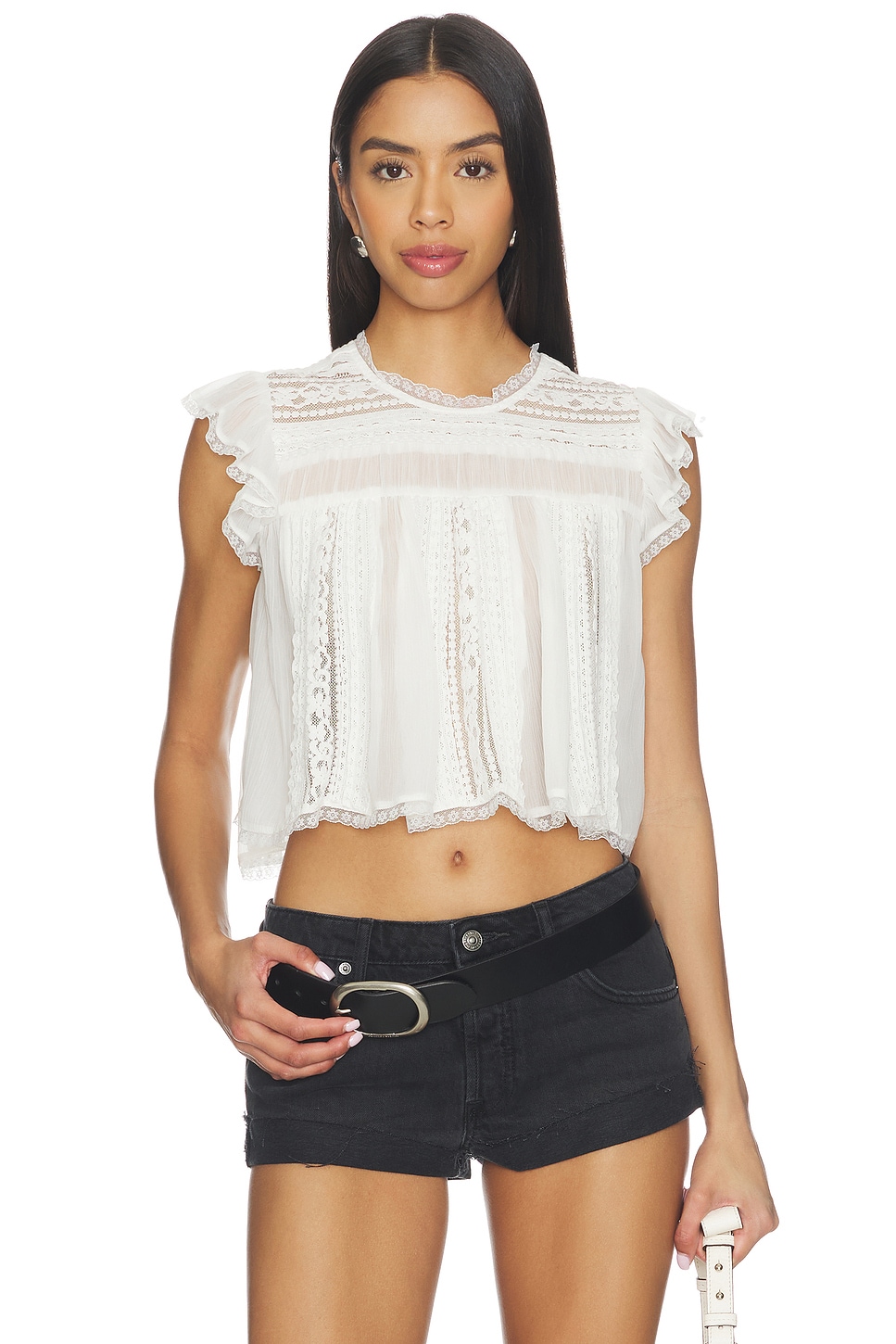 Free People SUN DRENCHED 衬衫 in Ivory