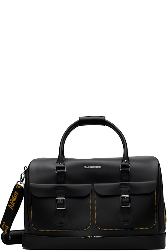 Black Smooth Leather Weekender Bag