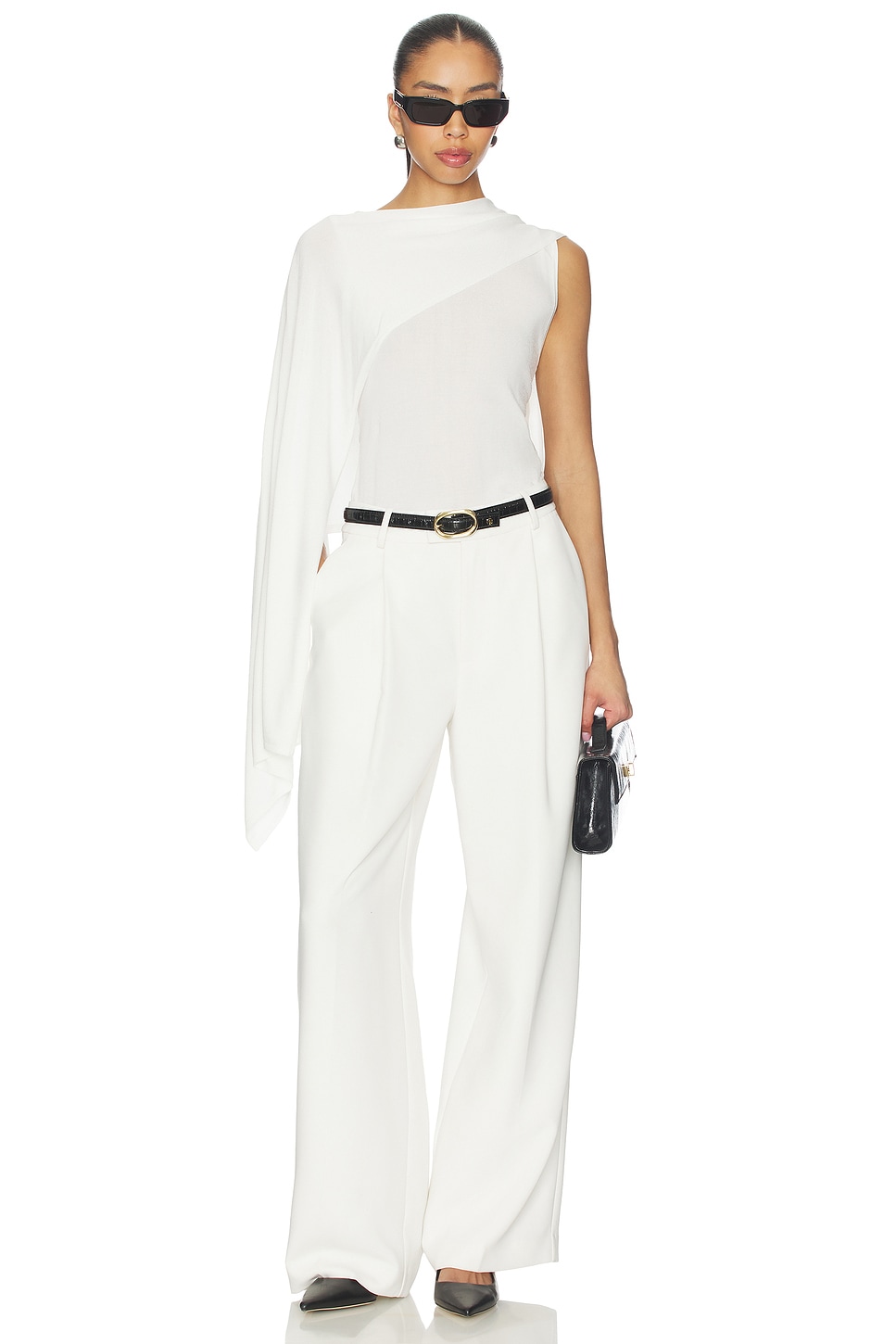 L'Academie Nasim Knit Cape Top in Ivory